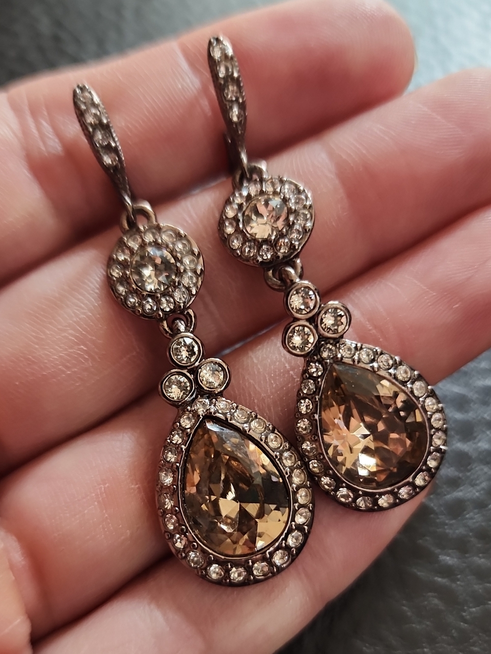 Givenchy Crystal Teardrop Drop Earrings - Champagne
